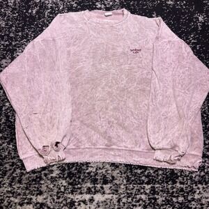 Vintage Rainforest Cafe Pink Acid Wash Distressed Textured Sweatshirt Mens XL